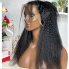 Парики средней длины, курчавые прямые на сетке спереди, натуральные синтетические волосы, термостойкие волосы для чернокожих женщин