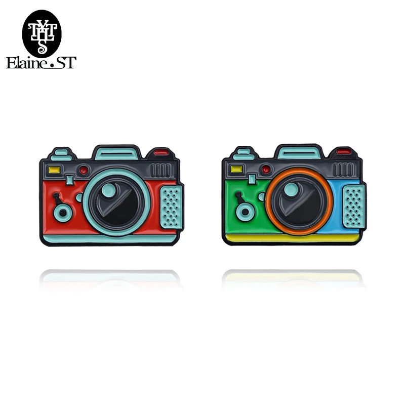 Модная новая мультяшная брошь с камерой красная и зеленая Эмаль Два стиля шляпа