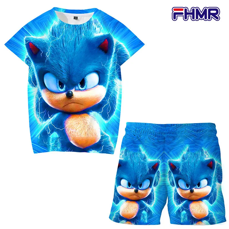 

Sonic T shit Kids T Shirt Boys Shirts Kids Pants Baby Clothes Summer Short Sleeve Teens Girls T shirts 4-14 Year Children's Sets