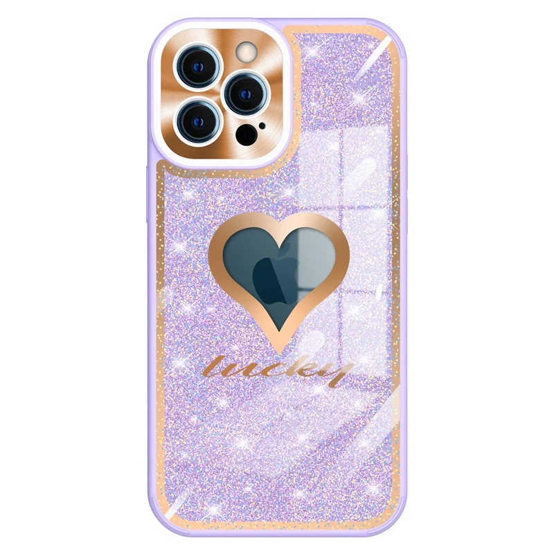 

Luxury Macaron Color Plating Crystal Clear Love Heart Hard Back Phone Case For iPhone 11 13 12 Pro Max Shockproof Bumper Cover