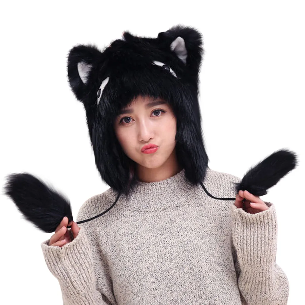 Женская зимняя шапка плюшевая толстая милая мультяшная защита для ушей теплая