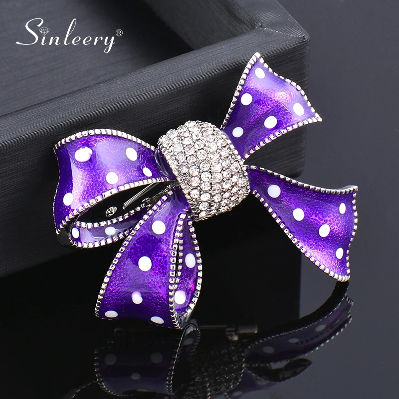 Женская Брошь-бант SINLEERY фиолетовая эмалированная брошь в Корейском стиле с