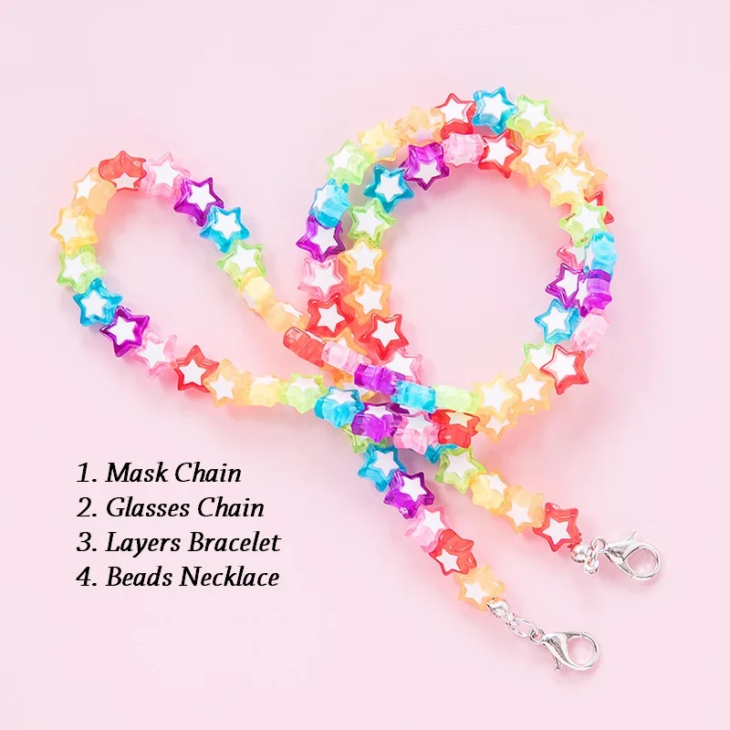 Цепочка-шнурок для очков 60 см разноцветная цепочка с мультяшными бусинами маски