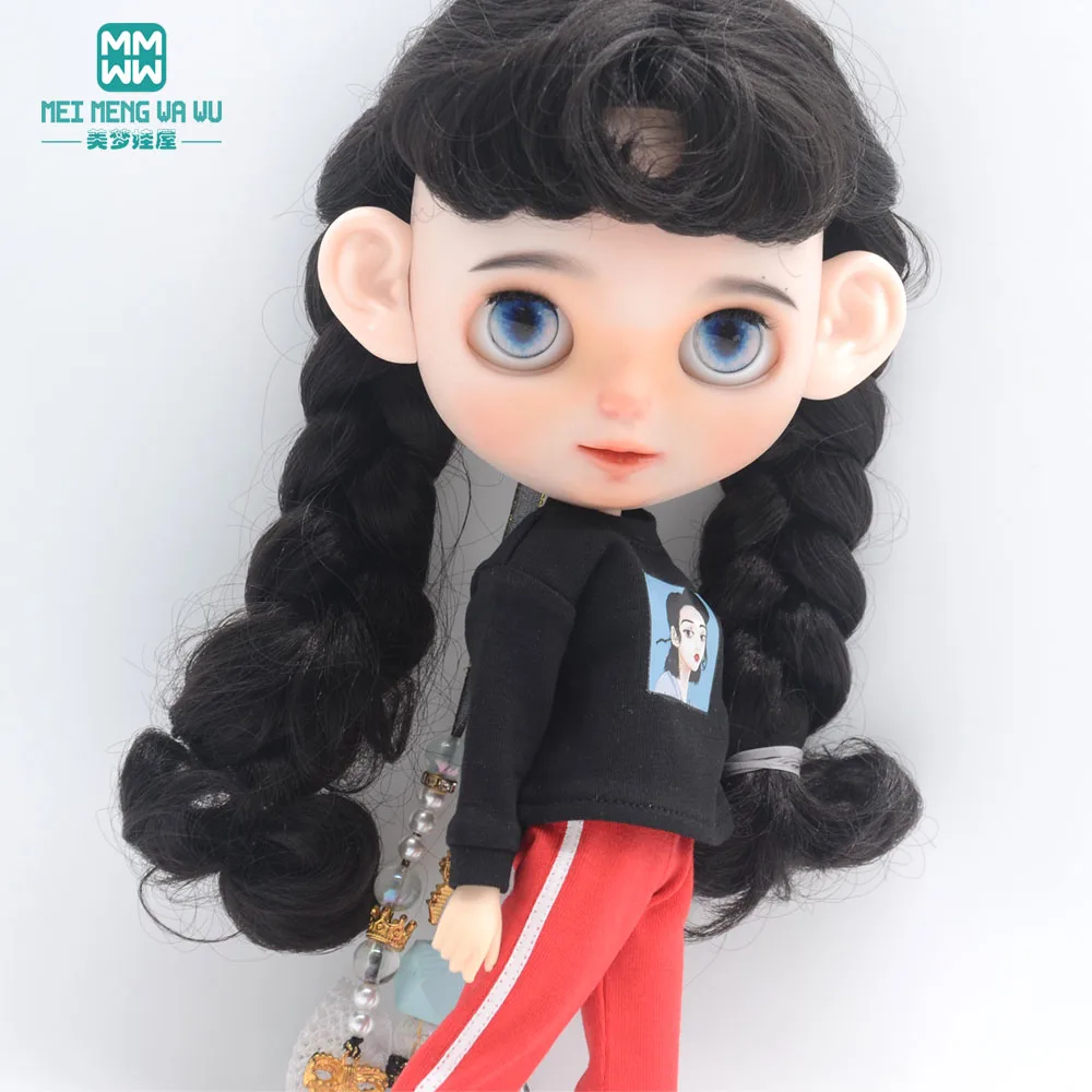 

Clothes for doll Fashion Loose Sweatshirt Jeans fits 28-30cm Blyth Azone OB22 OB24 doll accessories