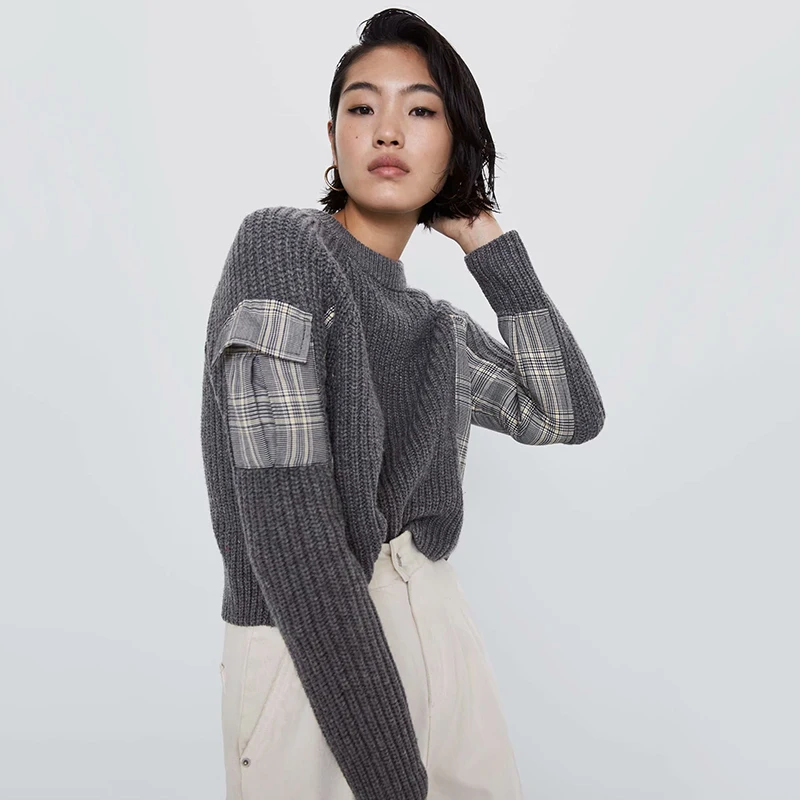 2019 ZA осенний и зимний новый вязаный свитер женский модный теплый с длинными