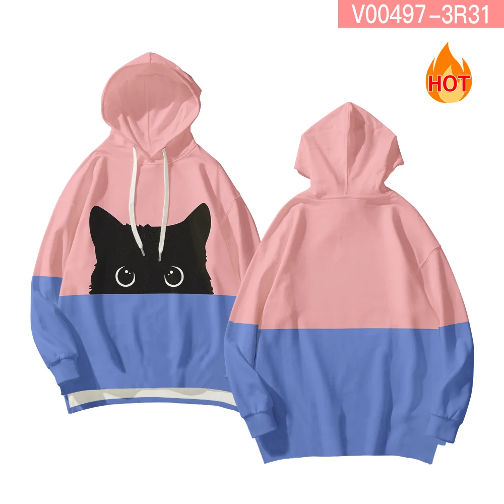 V00497-3R 3D толстовки WAMNI с черным котом Женская одежда с котом толстовка женская Мода Высокое качество зимние женские толстовки с котом для девочек - Цвет: V00497-3R
