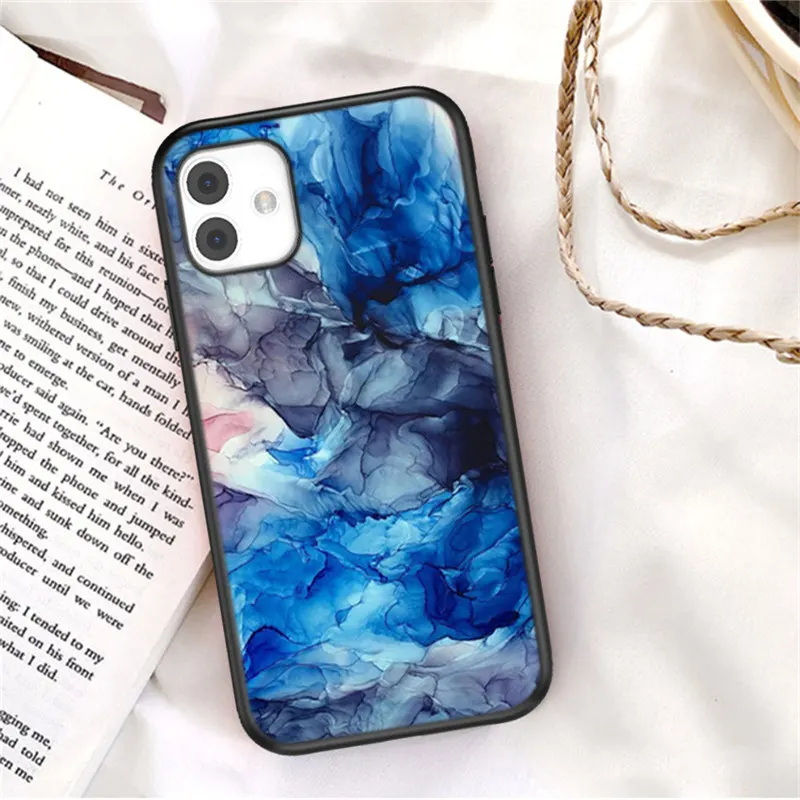 

Lovebay Watercolor Ink Oil Patining Painted Phone Case For iPhone 11 12 Pro X XR XS Max Mini 7 8 Plus SE2020 Soft TPU Back Coque