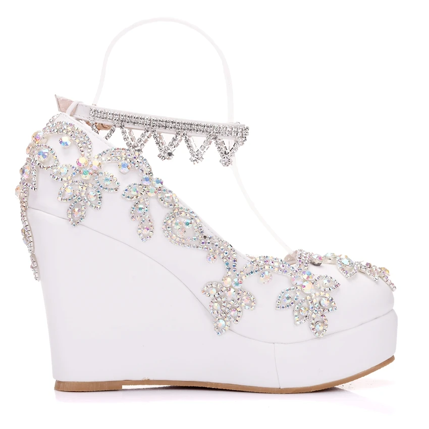 Туфли-лодочки со стразами роскошные свадебные туфли на платформе Вечерние