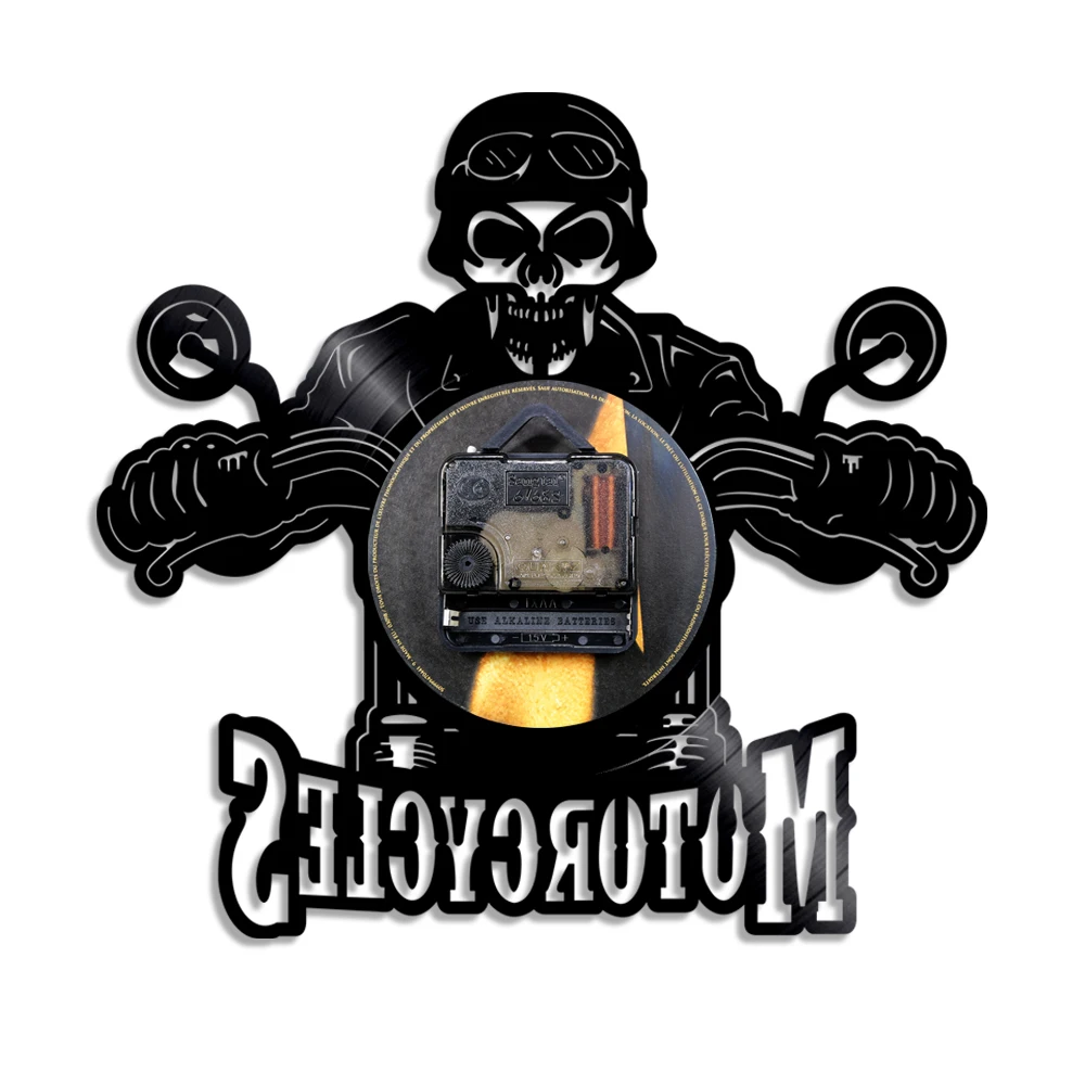 Настенные часы с черепом в шлеме гоночные мотоциклы байкерские настенные