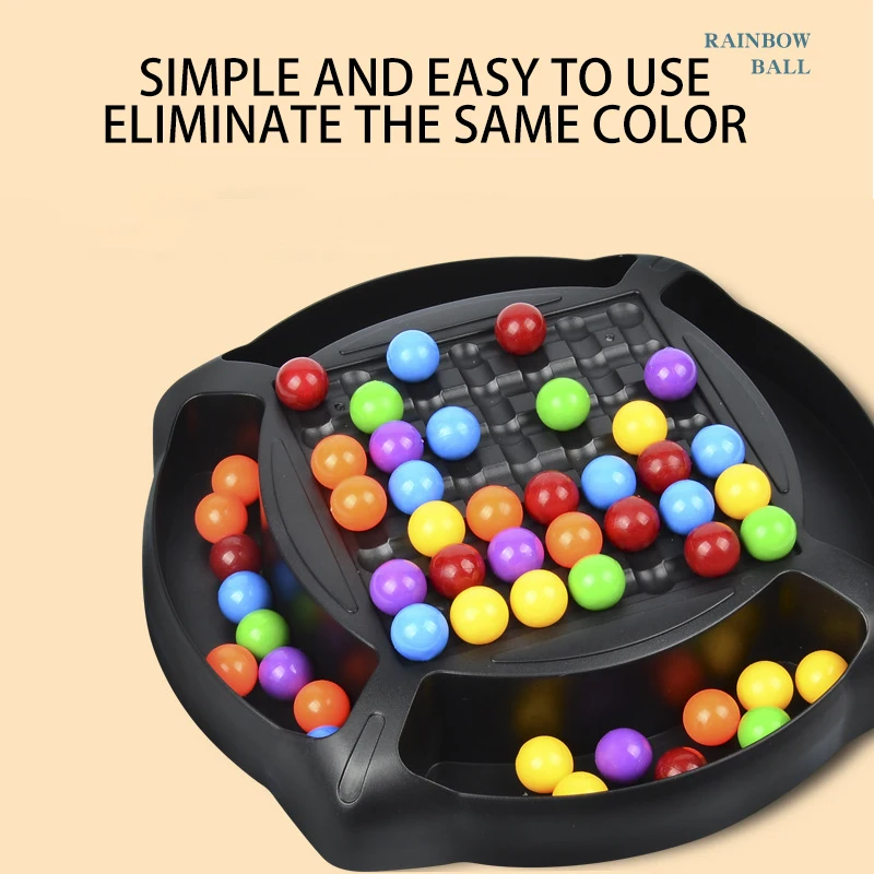 

Rainbow Ball Matching Toy Colorful Fun Puzzle Chess Board Game with 80pcs Colored Beads Intelligent Brain Game Educational Toy