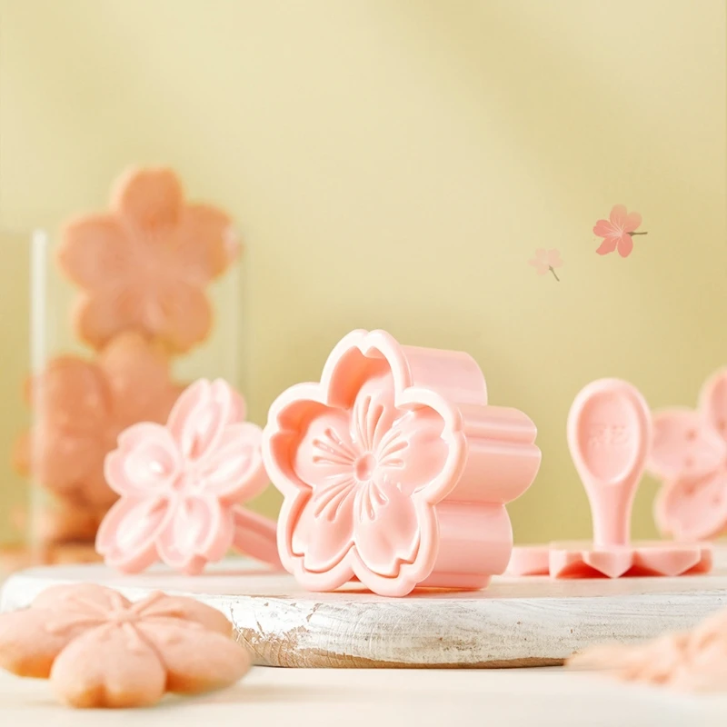 

5pcs/set Cookie Mold Stamp Biscuit Cutter Cherry Blossom Flower DIY Q9QF