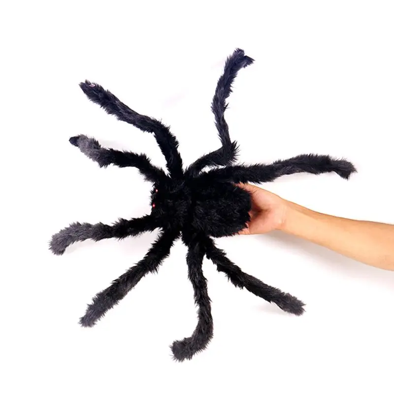 

Wire Plush Material Spider Realistic Black Horrible Fake Spiders Toy Home Party Halloween Props Decoration