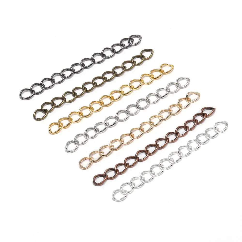 

100pcs/lot 50/70mm Bulk Necklace Extension Chain Bracelet Extended Chains Tail Extender Supplie For DIY Jewelry Making Wholesa