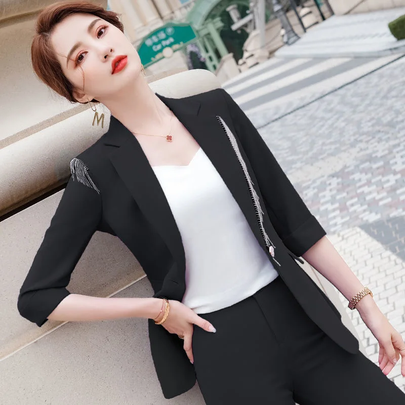 Дизайнерские весенне-летние модные женские костюмы шикарное тонкое пальто с