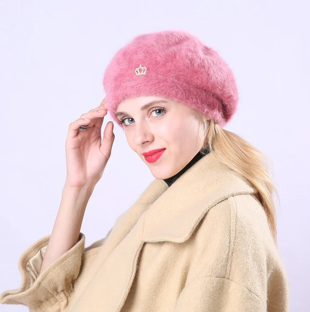 Повседневный элегантный дамский берет бини в классическом стиле шерстяной