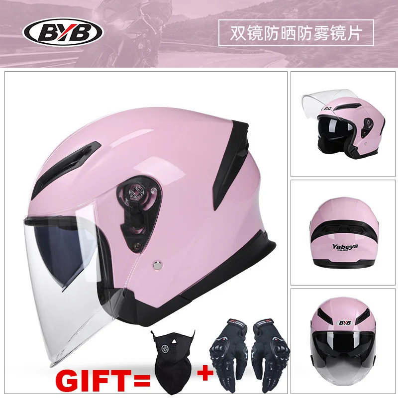 Мотоциклетный шлем полумассивный с двойными стеклами 2 подарка 3/4 | Автомобили и