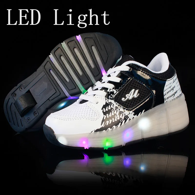 

New Black Cheap Child Fashion Girls Boys LED Light Roller Skate Shoes For Children Kids Sneakers With Wheels One wheels