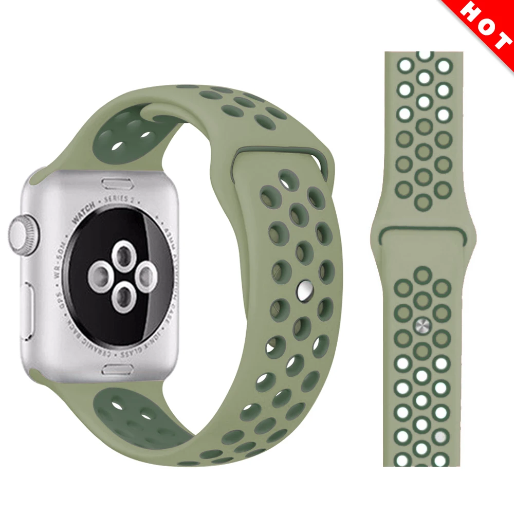 Spruce moss green Ремешок для Apple Watch, мягкий силиконовый сменный Браслет серии 5, 4, ремешок для часов 44 мм, 40 мм, iwatch, ремешок серии 1, 2, 3, 38 мм, 42 мм - Цвет ремешка: Spruce moss green