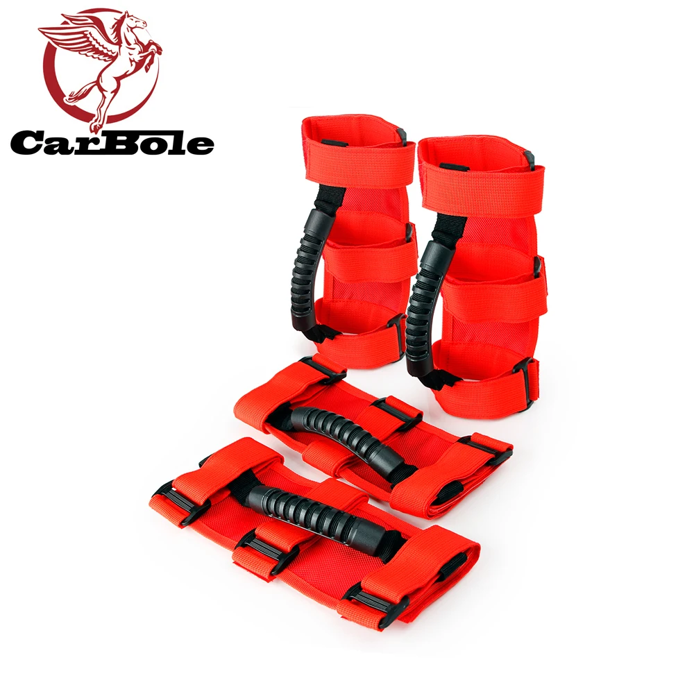 CarBole 4 шт. рулон рукоятка для захвата Jeep Wrangler YJ TJ JK JL JLU красные автомобильные
