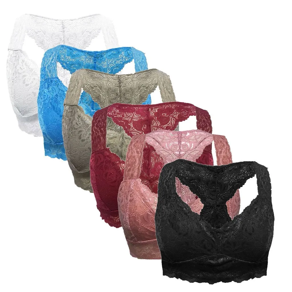

5PC/set S-3XL Plus Size Women Lace Bralette Vest Crop Tops Active Bra High Elastic Breathable Lingerie Sexy Sports Underwear