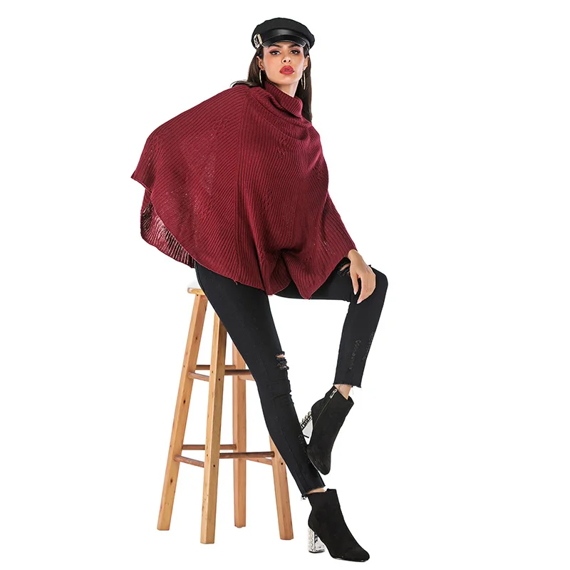 Jelics однотонная винно-красная водолазка женский свитер с запахом СВОБОДНЫЙ