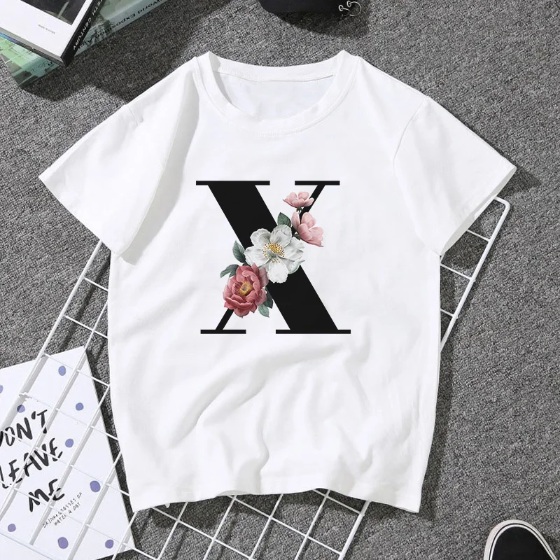 Женская футболка с принтом в виде английского алфавита повседневные белые топы