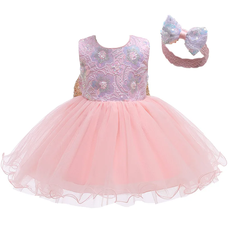 2022 Spring New Tulle Dress Kids Baby Girl Print Mesh Sleeveless Bow Dress+ Headwear Christmas Carnival Children Princess Dress