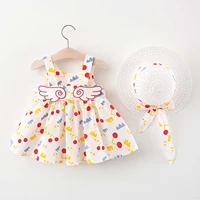 childern clothes toddler baby girl summer cute polka dot print with suspender dress with hat girl outfits kids clothing 2021