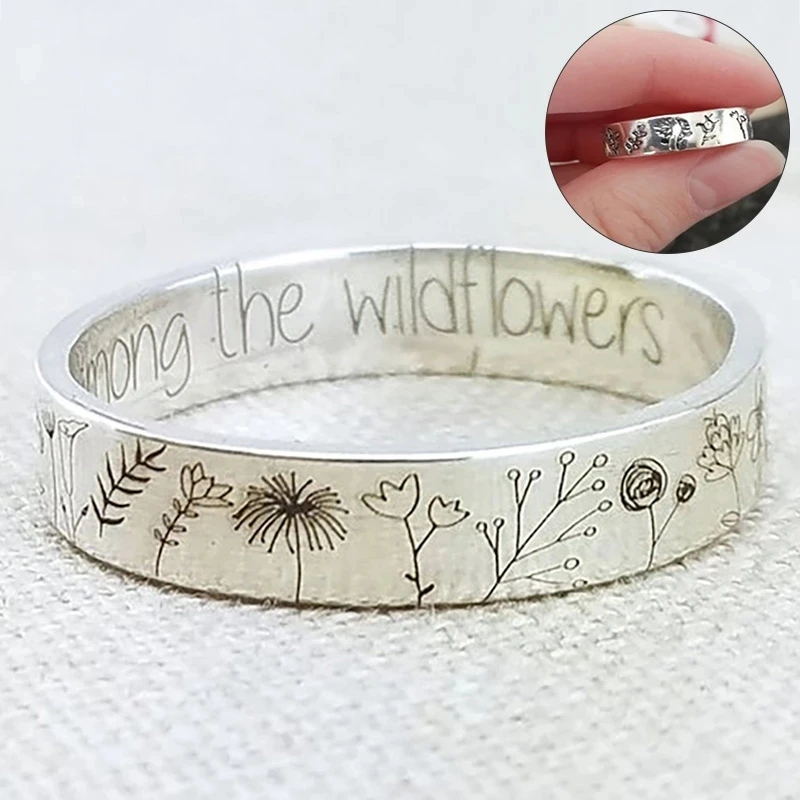 

Simplicity Vintage Carved Flower Rings for Women Men Bohemian Delicate Wildflowers Floral Daisy Handmade Ring for Female Gifts