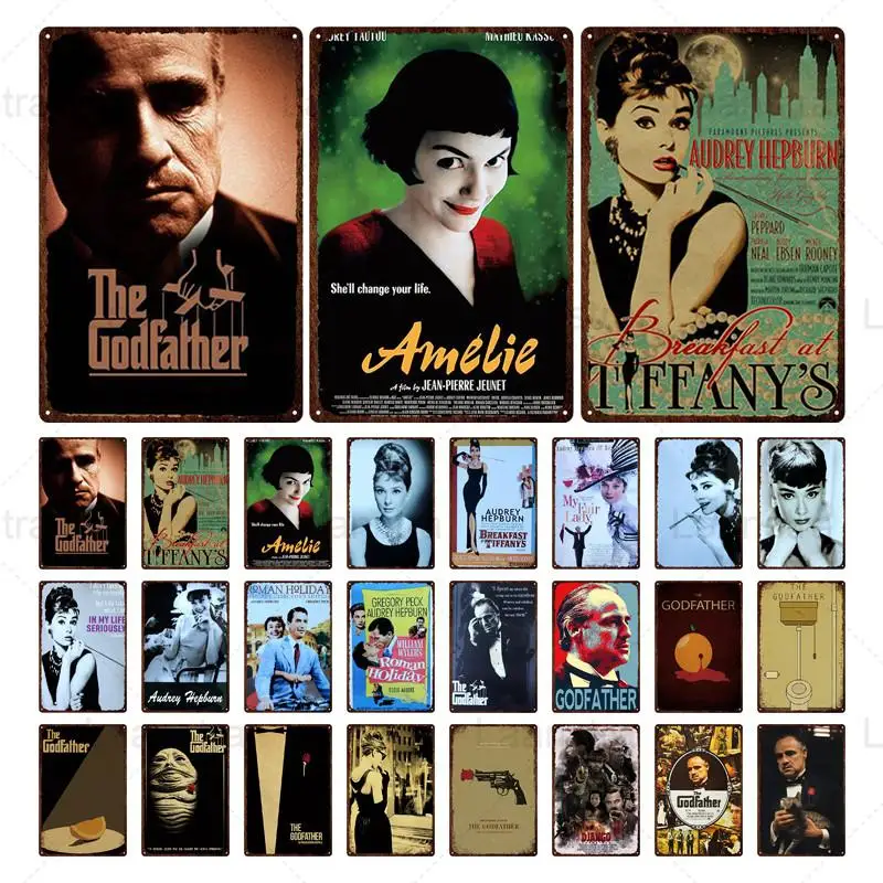 Ретро фильм Хепберн Плакат Металлический знак женский винтажный Настенный декор