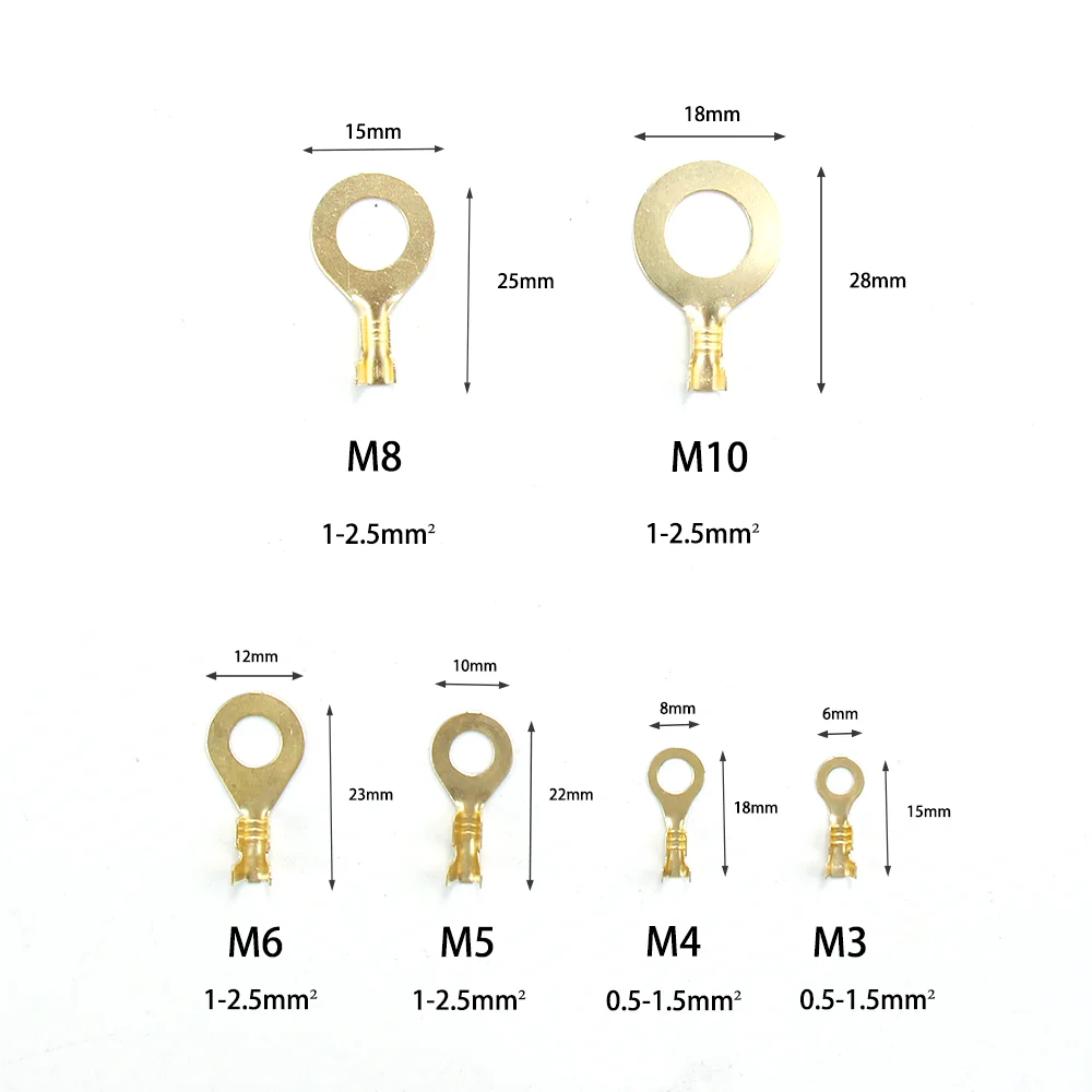 

Car Accessories Ring Lugs [ Open Barrel Terminal ] Cold-Pressed M3 M4 M5 M6 M8 M10 O-type Crimp Connerctor Nose Combination Set