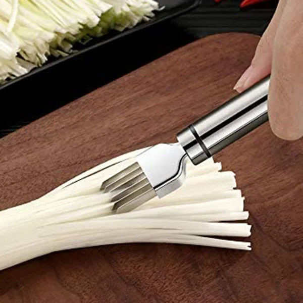 

5 Pcs Shred Silk Knife Set,Stainless Steel Scallion Cutter Vegetable Onion Garlic Cutter,Manual Green Onion Slicer
