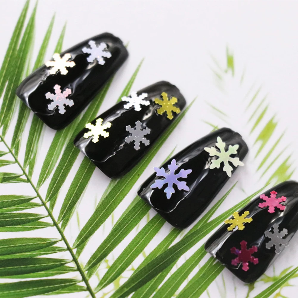 1Box Nail Christmas Glitter Powder Flake Sparkly 3D Snowflake colorful Mirror Sequin Spangle Polish Manicure Art Decoration | Красота и