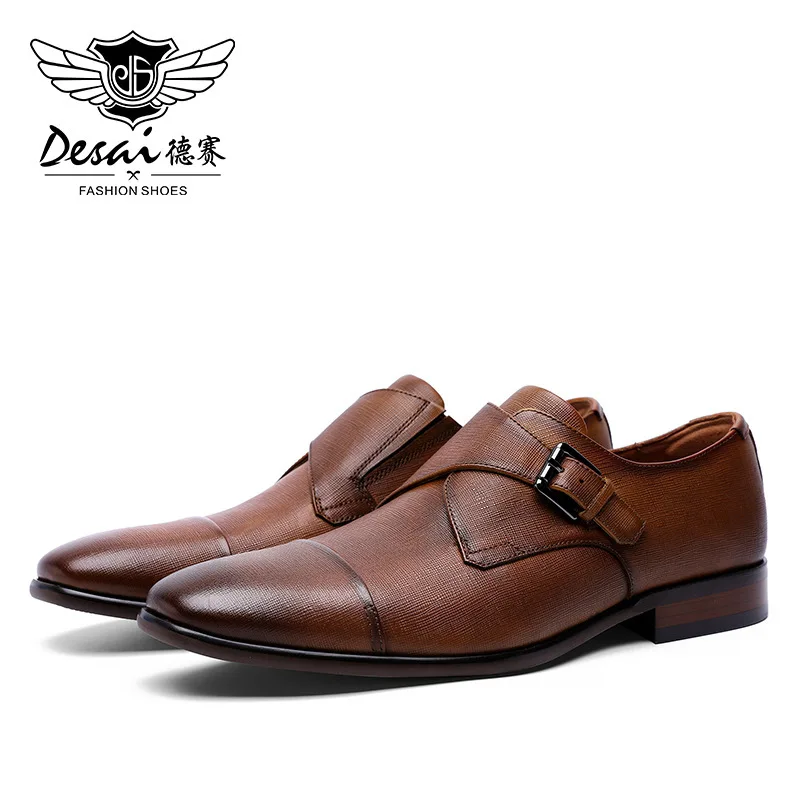 

New style men's shoes with buckle, mengke shoes, leather dress shoes, elegant men's shoes, casual business shoes