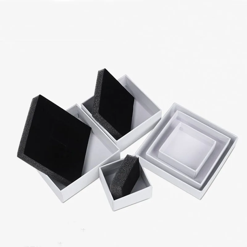 Белая Квадратная Коробка для ювелирных изделий органайзер 30 шт./лот ящик