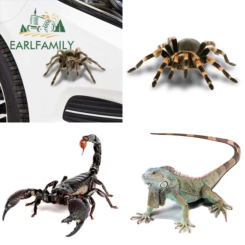 EARLFAMILY 3D наклейка на автомобиль в виде паука ящерицы Скорпиона с животным узором