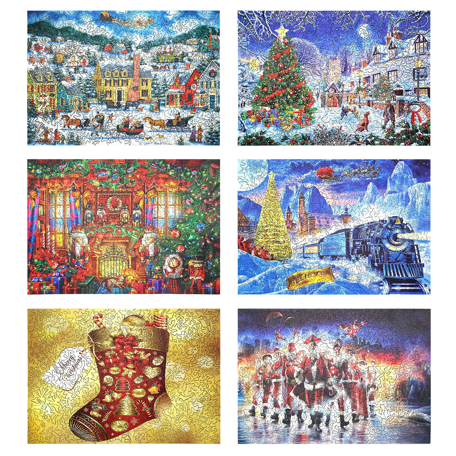 

150pcs Wooden Jigsaw Puzzles Board For Baby Toys DIY Christmas Trees Socks,Snowflakes,Elk & Angel Adults Kids Gifts Games Toys