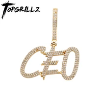 topgrillz custom name pendant necklace iced out cubic zirconia letters pendant hip hop fashion jewelry with 4mm tennis chain