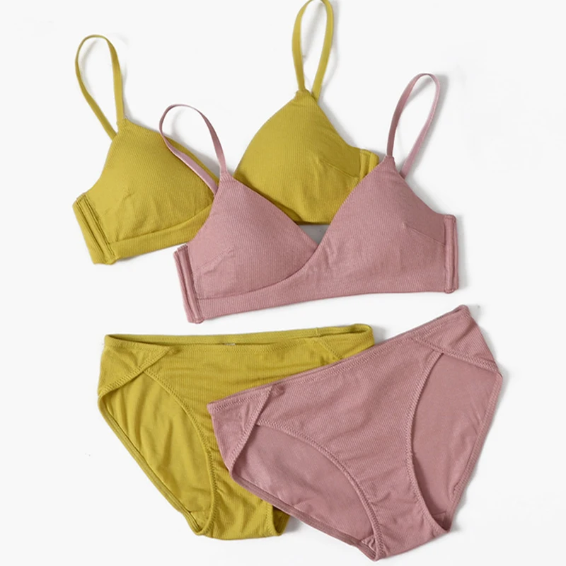 Комплект женского нижнего белья из хлопка трусов и бюстгальтера | Женская одежда