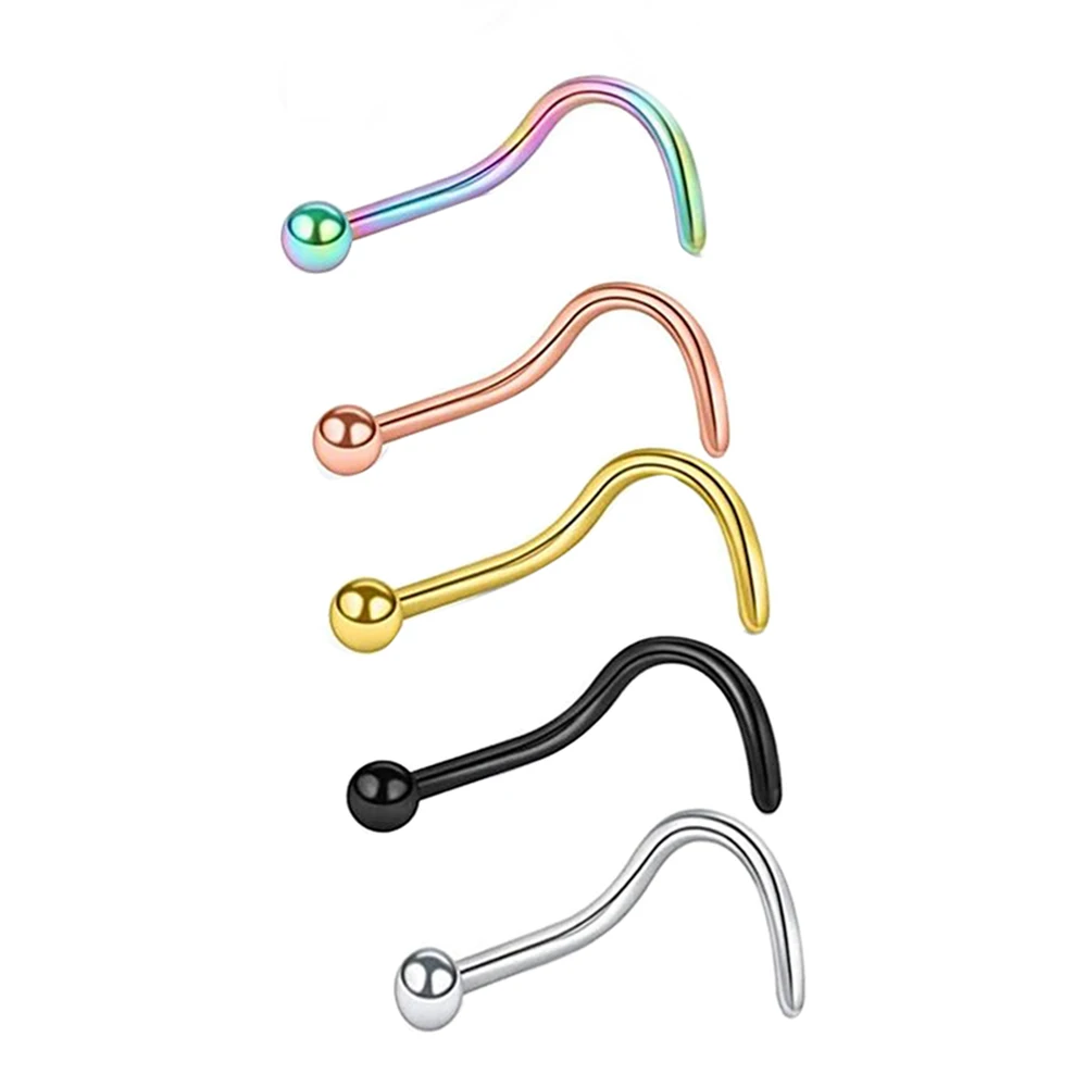 Кольцо-гвоздик для носа из хирургической стали с фианитом | Украшения и