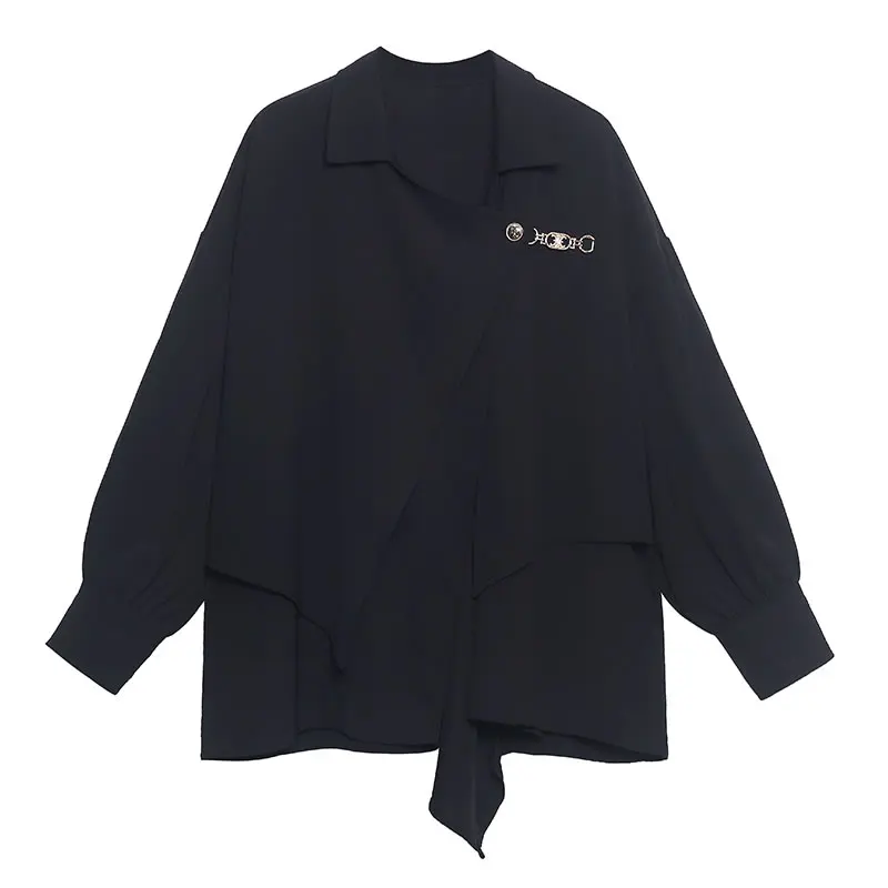 

XITAO Black Blouse Fashion New Women Letter Full Sleeve Goddess Fan Casual Style Vintage 2021 Summer Loose Shirt Top ZY4652