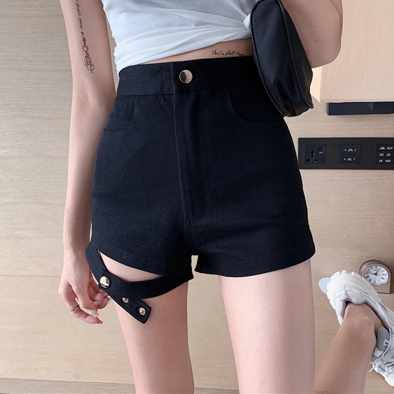 

Lucyever Elastic Women Denim Shorts Sexy Black Summer Korean Chic Cotton Jeans Casual Slim High Waist Female Skinny Jeans 2021