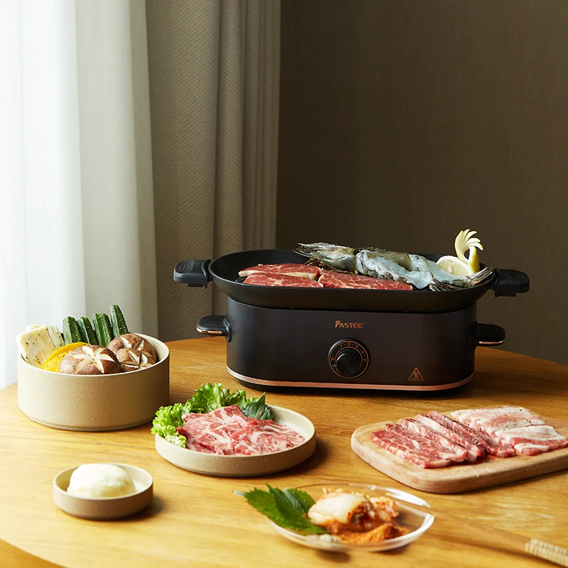 220v non stick electric barbecue grill smokeless household mini bbq food frying pot machine multi cooker free global shipping