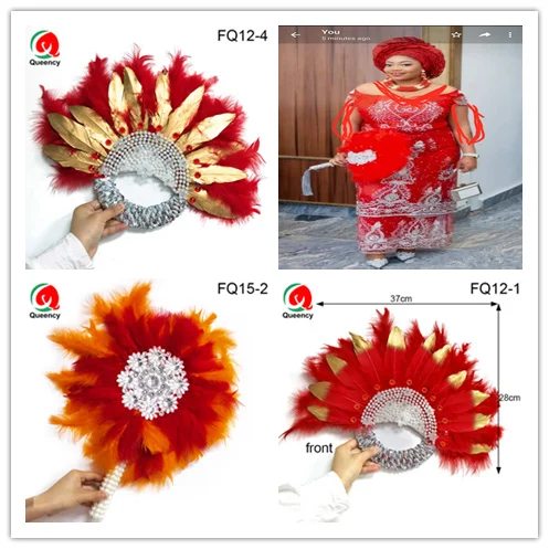 

FQ12 Веер-мягкий пушистый Ручной Веер Нигерия Германия женщина свадьба блестки ручка и Бусины Декор причудливое перо с золотым веером