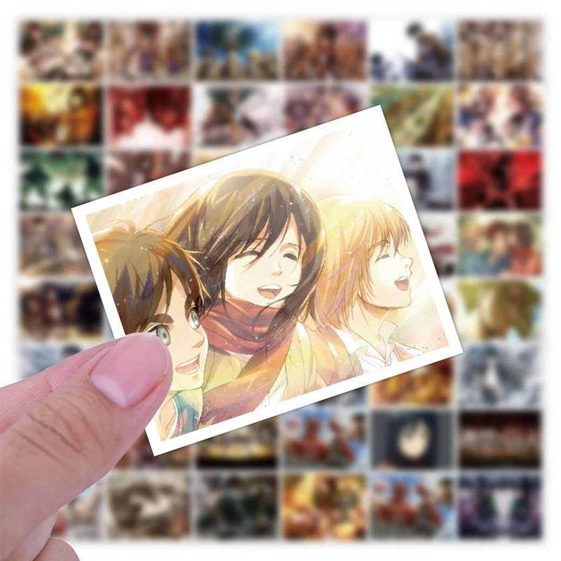 

50Pcs/set Japanese Anime Attack on Titan Figure Sticker Waterproof PVC Skateboard Luggage Guitar Laptop Decoration Stickers