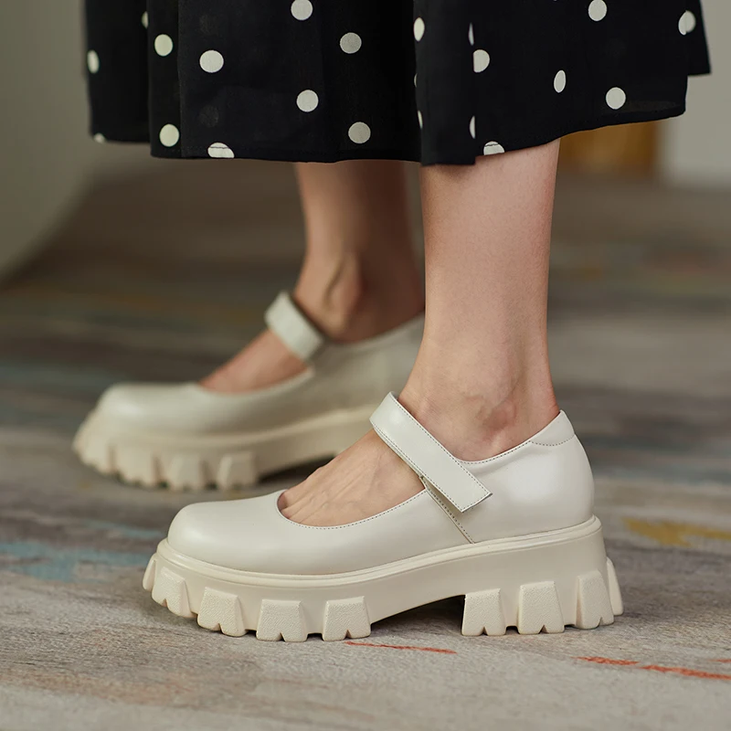 

Small leather shoes British style round head thick heel high heels women's shoes buckle trifle bottom college style X803