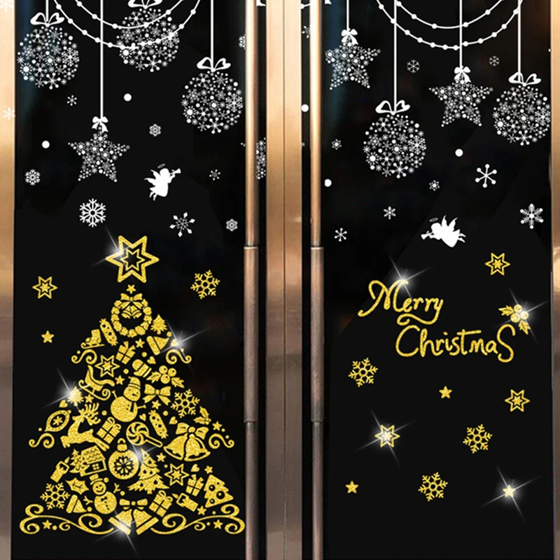 

Stars Snowflakes Glass Stickers DIY Christmas Ornaments Tree Wall Decals for Living Room Nursery Window Festival Home Decoration