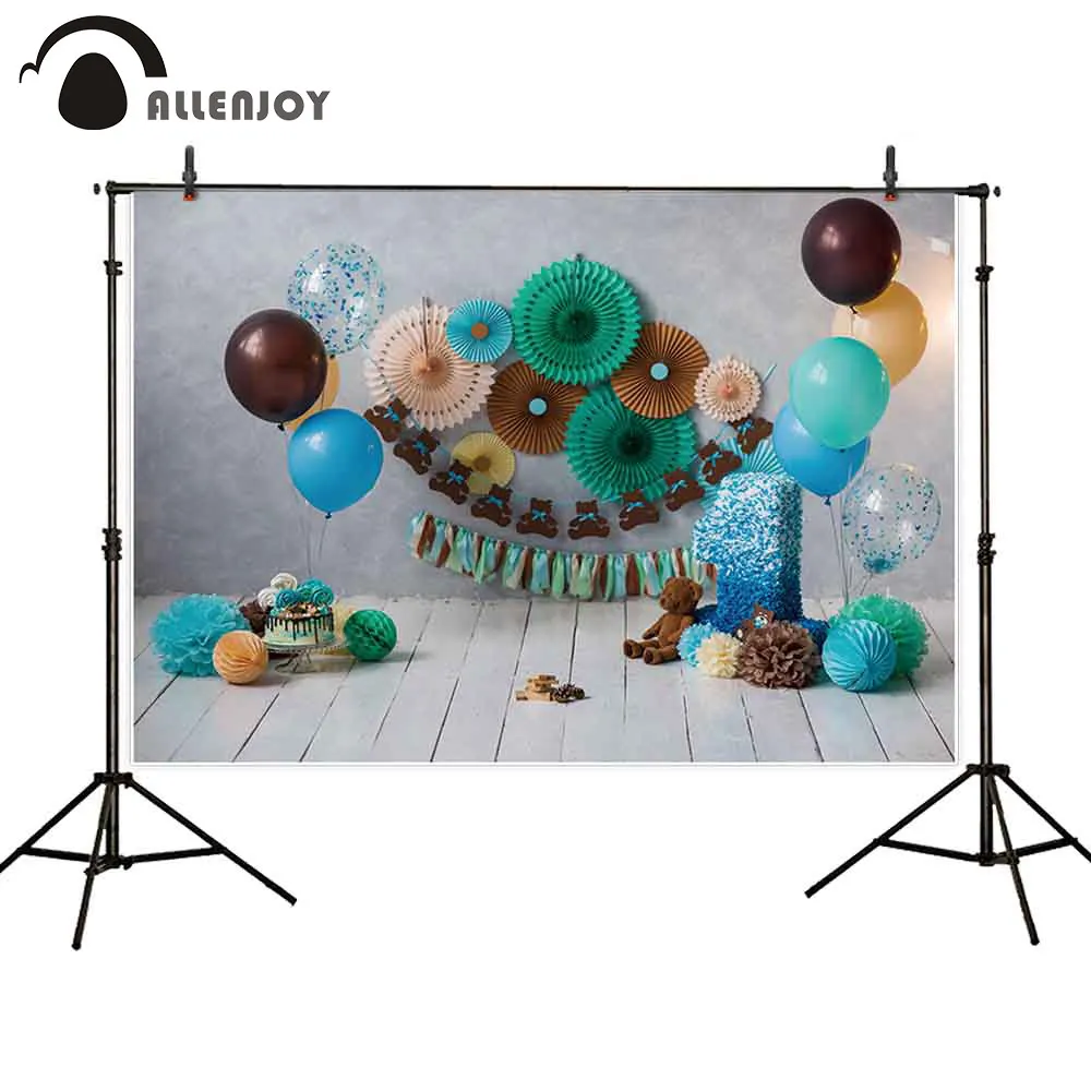 Allenjoy Фотофон на первый день рождения для фотосъемки с голубым слоем пирога