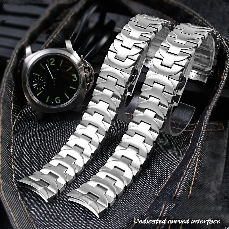 Suitable for Panerai PAM4411 111382 strap men's steel band elbow stainless steel butterfly CLASP BRACELET 24mm