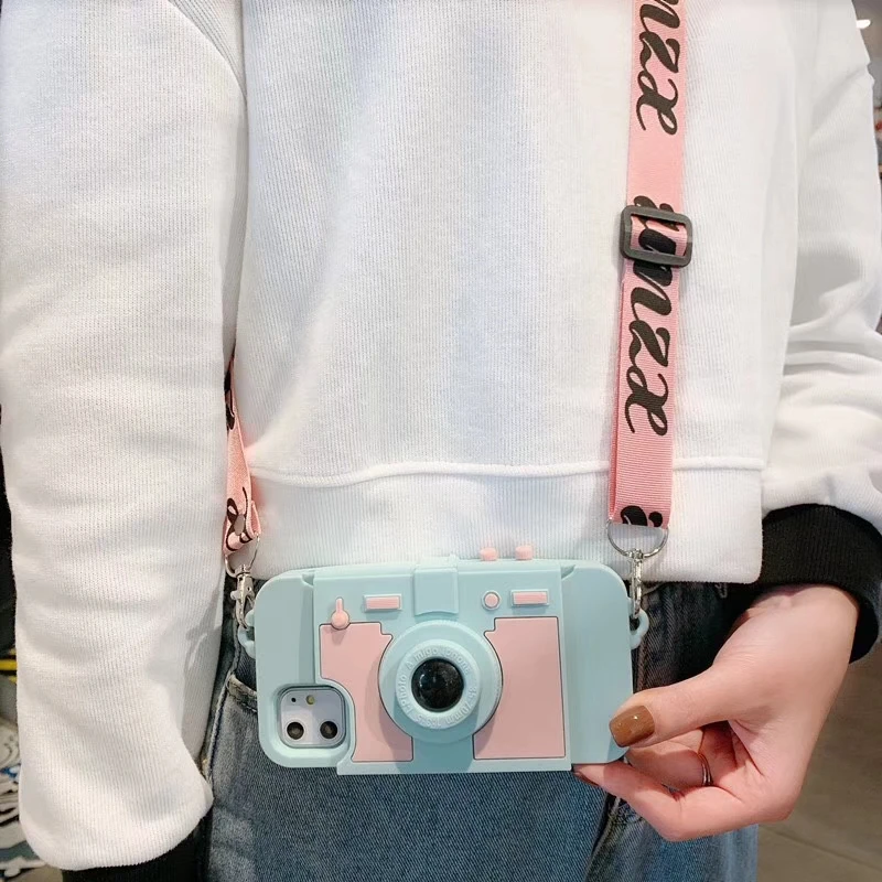 3D Ретро кошелек-камера Чехол-подставка для телефона для iPhone 11 pro Max XS MAX XR 7 8 plus 6 X Мягкая силиконовая задняя крышка с st